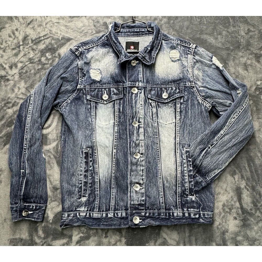 Southpole Jean Jacket Men's Medium Blue Denim Button Front‎ Y2K Streetwear